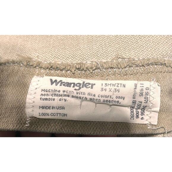Vintage Wrangler Jeans Men's 34x34 Tan Denim 13MWZTN Made in USA Western - Picture 3 of 8